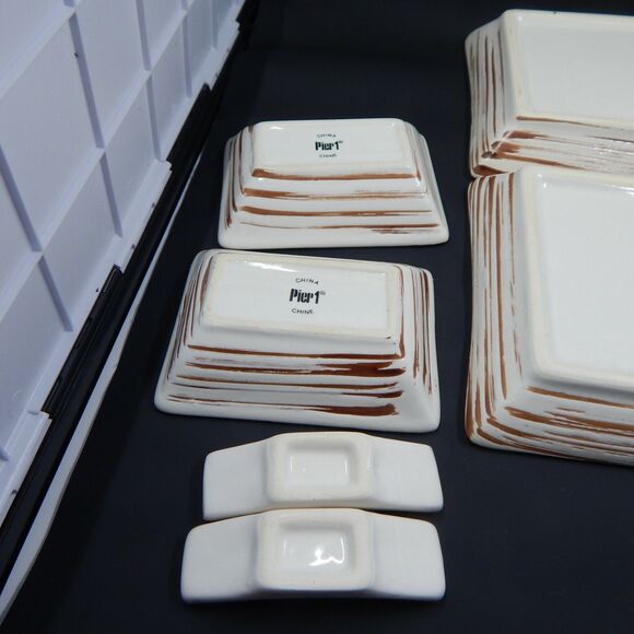 Pier 1 Suki Sushi Serving Set for 2 Plates Trays Dipping Bowls Chopstick Rests - Picture 9 of 9